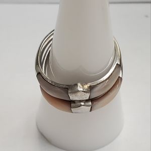 Set on Stackable Rings with Inlaid Stones. Size 7.  Vintage.